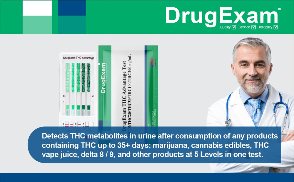 DrugExam THC Advantage in use at home showing quick five minute results