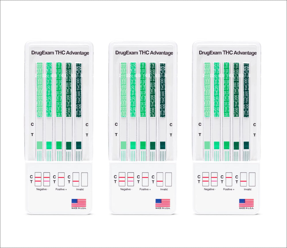 DrugExam urine test strip reads clearly for quick evaluation.