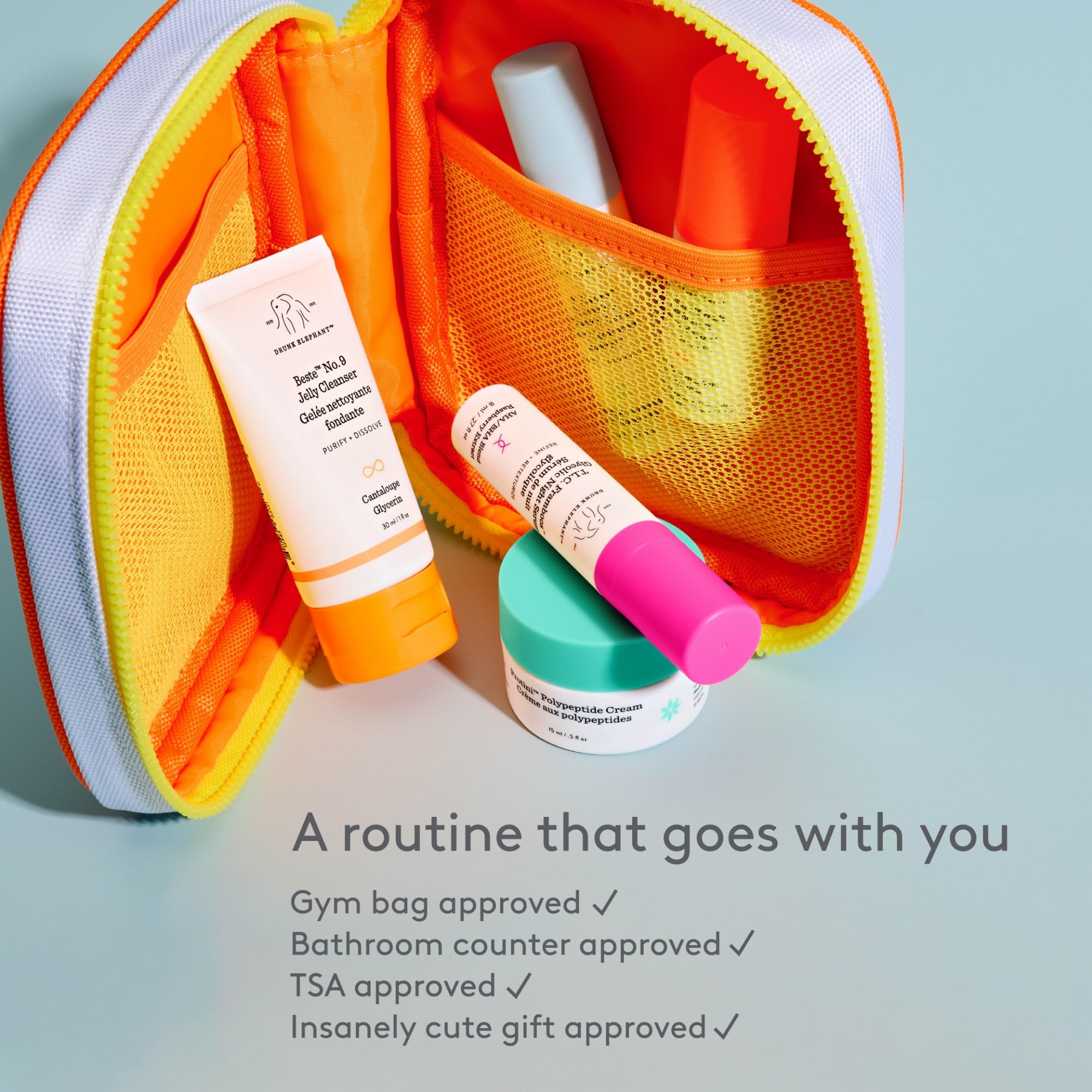 Evening routine bottles from Drunk Elephant Littles Kit for renewal
