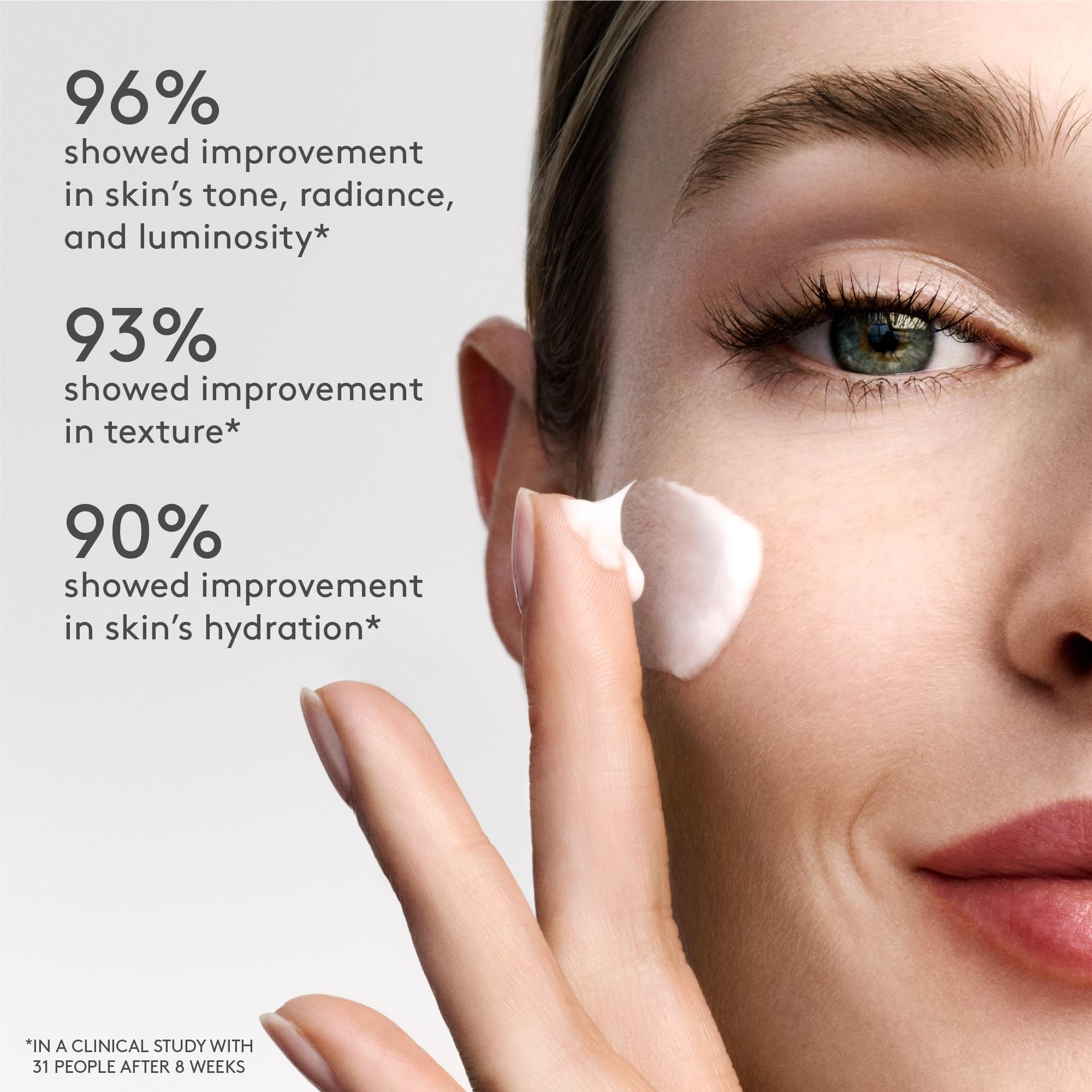 Close-up texture of Protini Polypeptide Cream shows lightweight hydration.