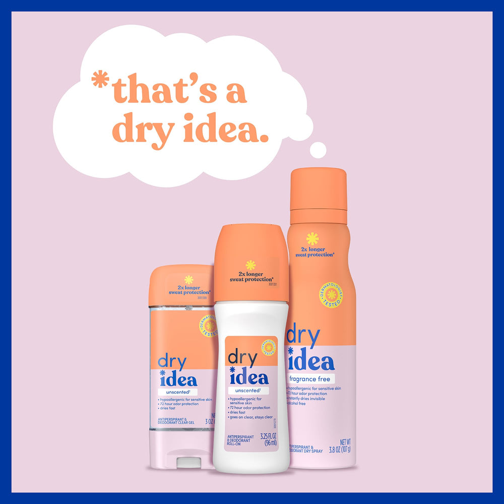 Dry Idea pack of 6 deodorants presents value and consistent protection.