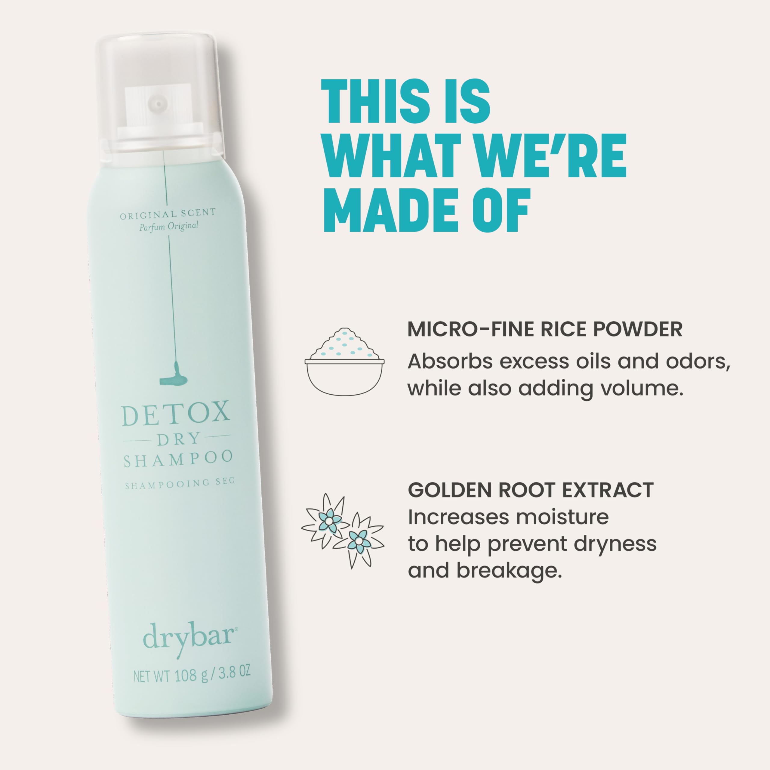 Drybar Detox Dry Shampoo vegan and cruelty-free, free from parabens and gluten.