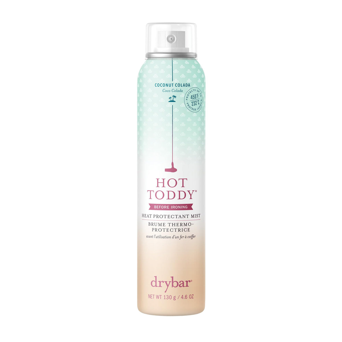 Drybar Hot Toddy bottle pour demonstrates easy priming before heat styling for smoother results.