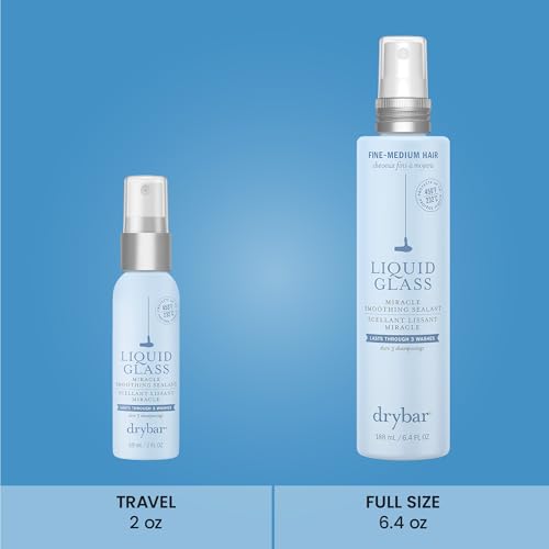 Drybar Liquid Glass on a strand, enhancing shine and taming frizz.