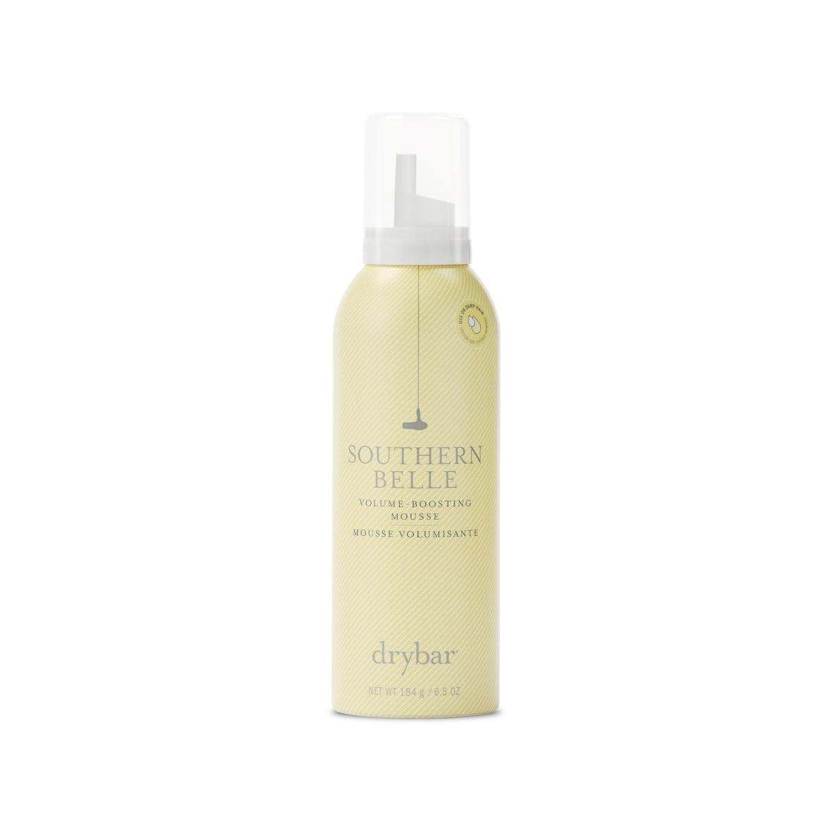 Drybar Southern Belle Volume Boosting Mousse bottle highlights frizz control and body.