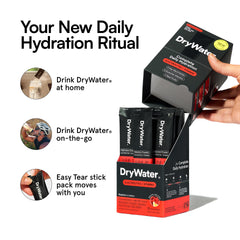 DryWater tear-stick packet ready for travel and convenient hydration anywhere.