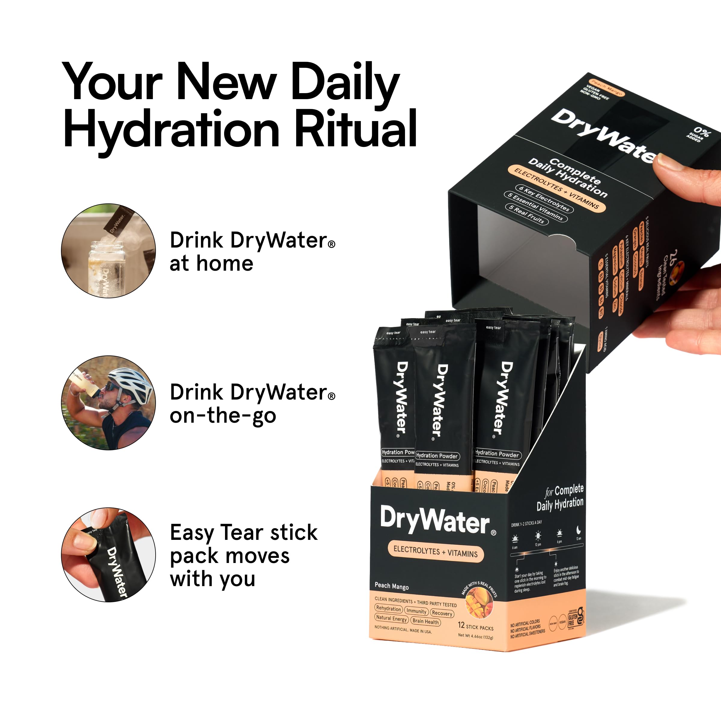 Travel-friendly tear packs ready to mix on the go.