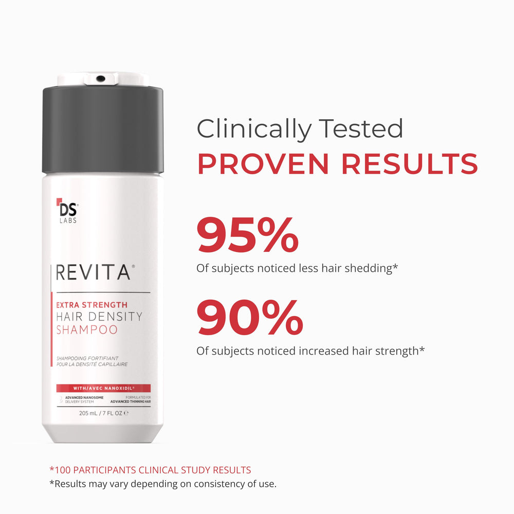 DS Laboratories Revita application on hands suggests gentle scalp cleanse and massage.