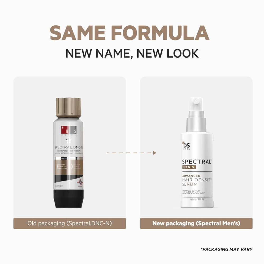 DS Labs Spectral Men’s Serum bottle with pump enables quick daily use.
