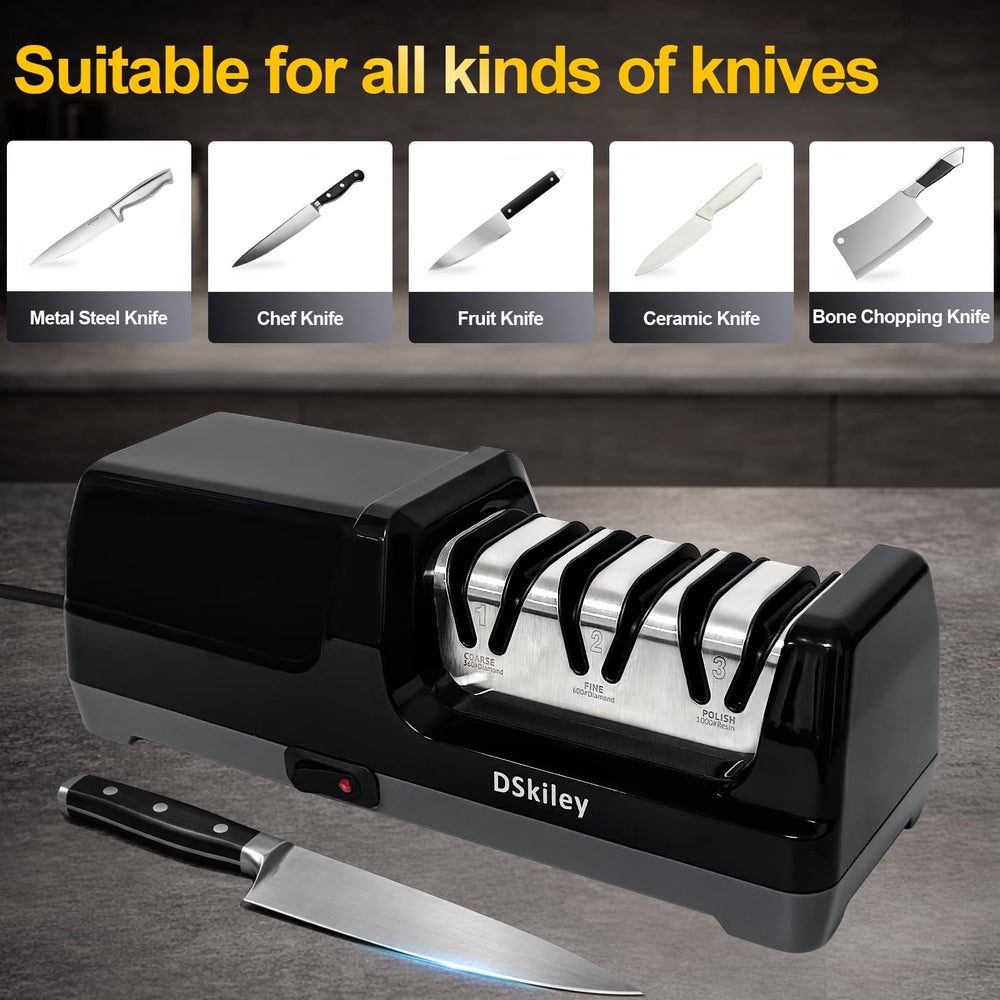 DSKiley sharpeners fit most non-serrated knives, like chef or santoku.