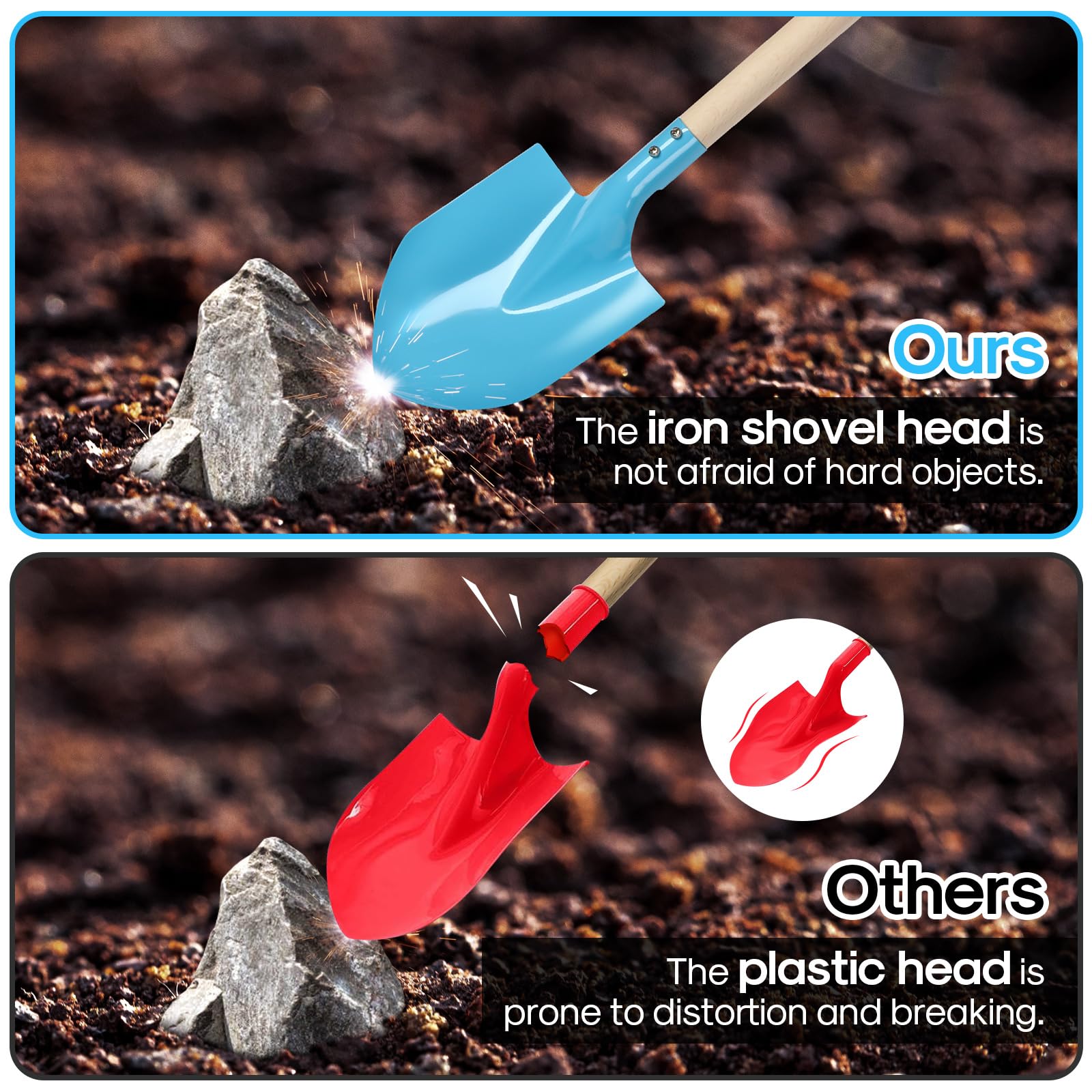 Dsmile durable metal shovel head for sand, soil, or snow tasks