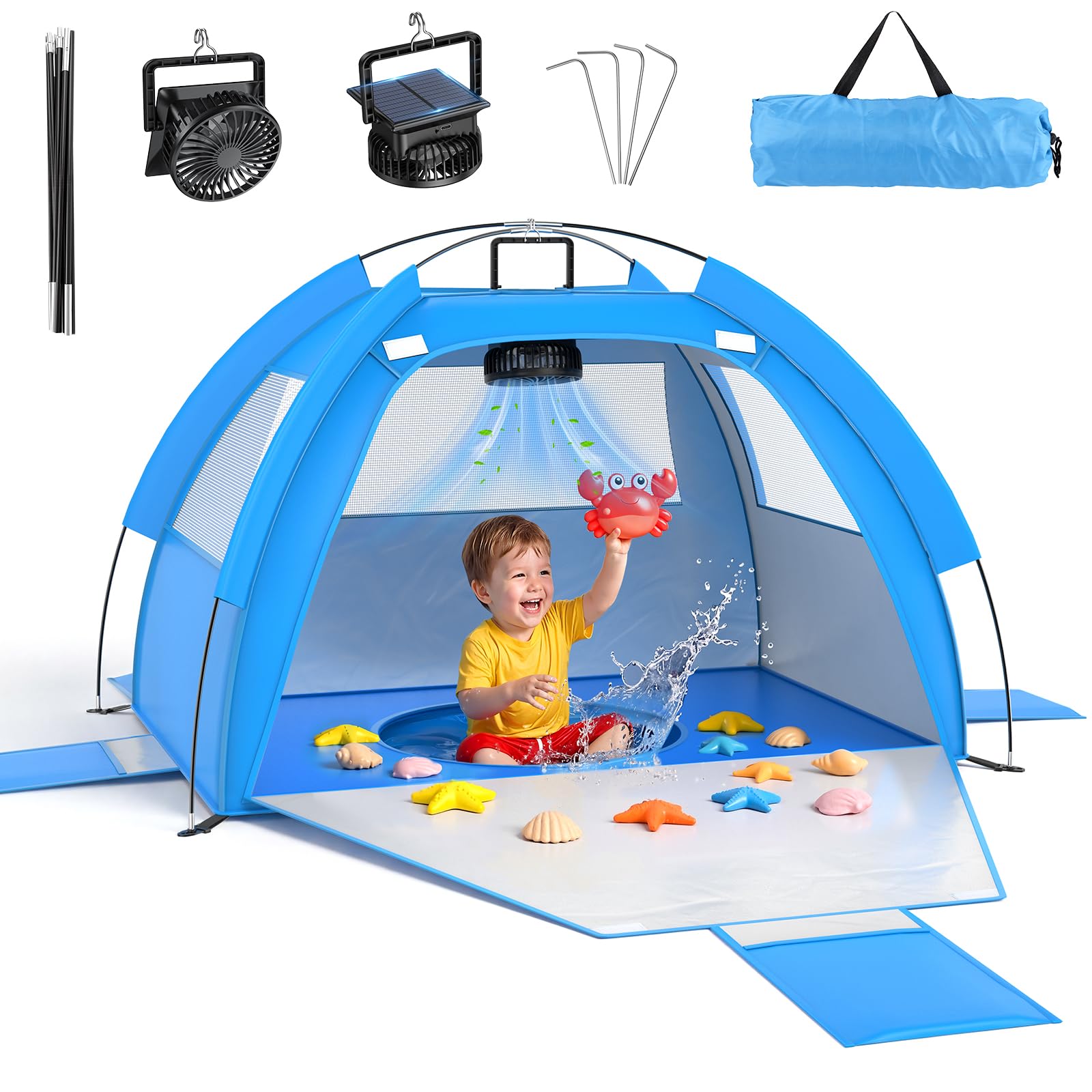 Dsquu Baby Beach Tent with sun shade provides cool shade on the beach