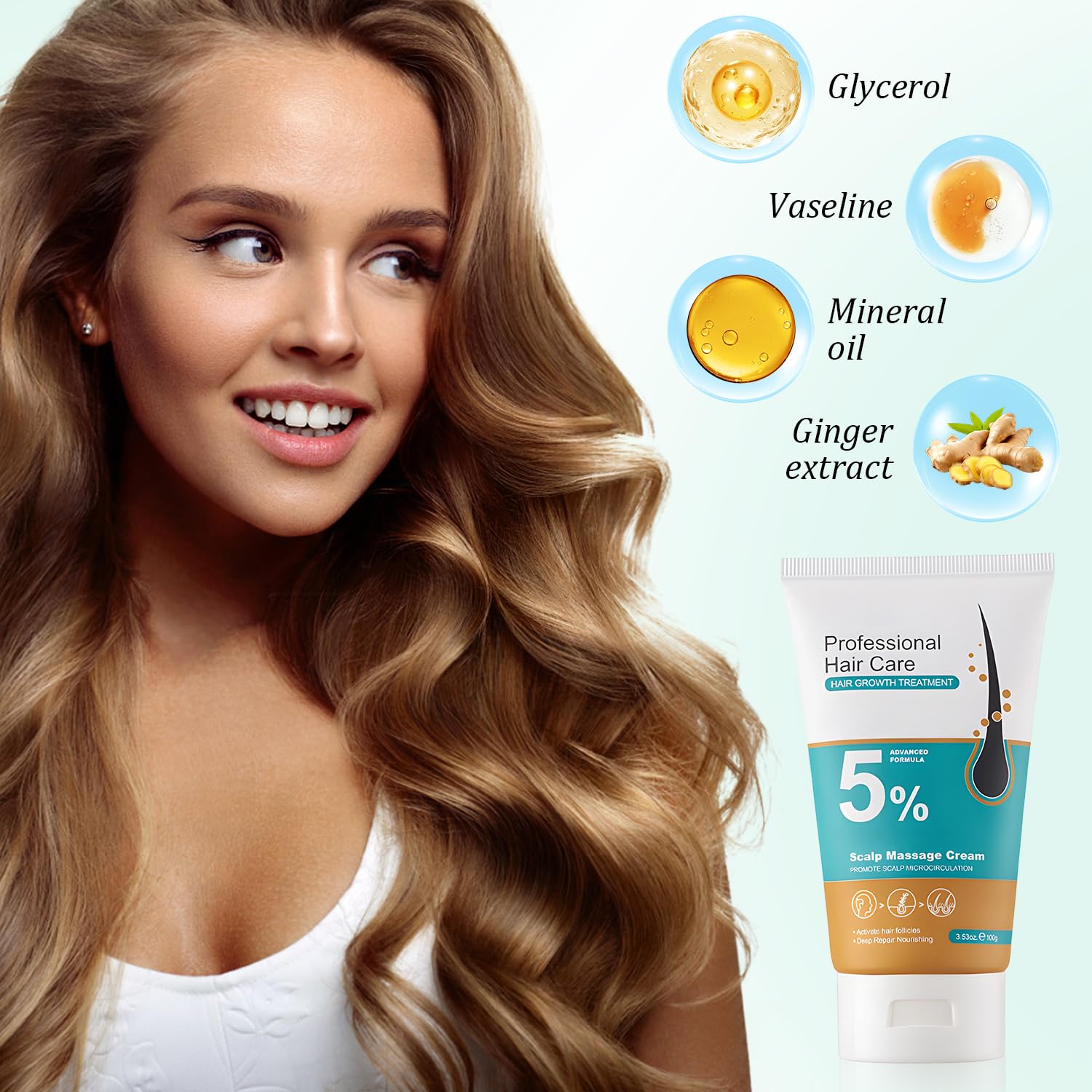 Dssuoa hair growth cream texture close-up showing creamy consistency