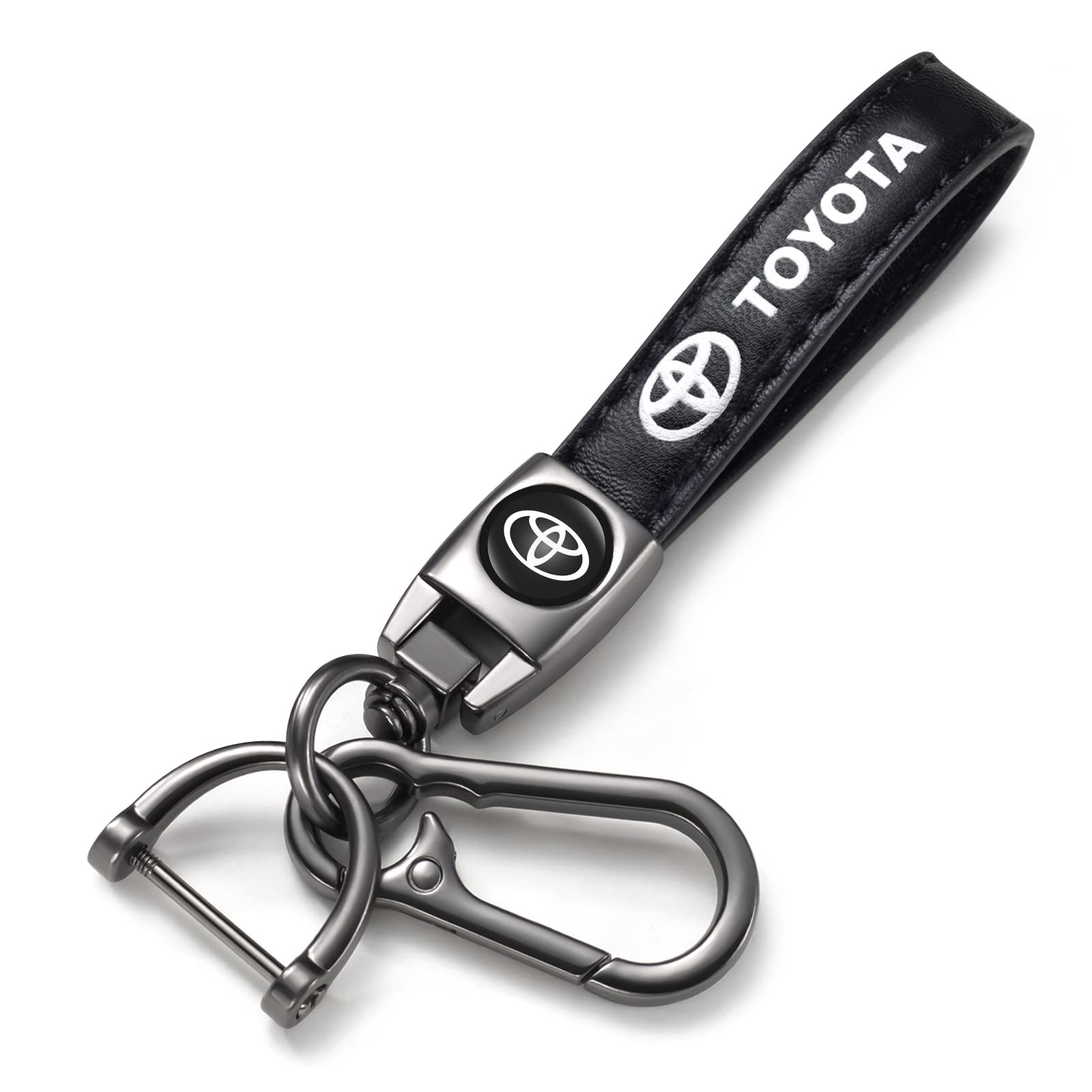 DSVI leather car keychain with metal ring for secure key organization.