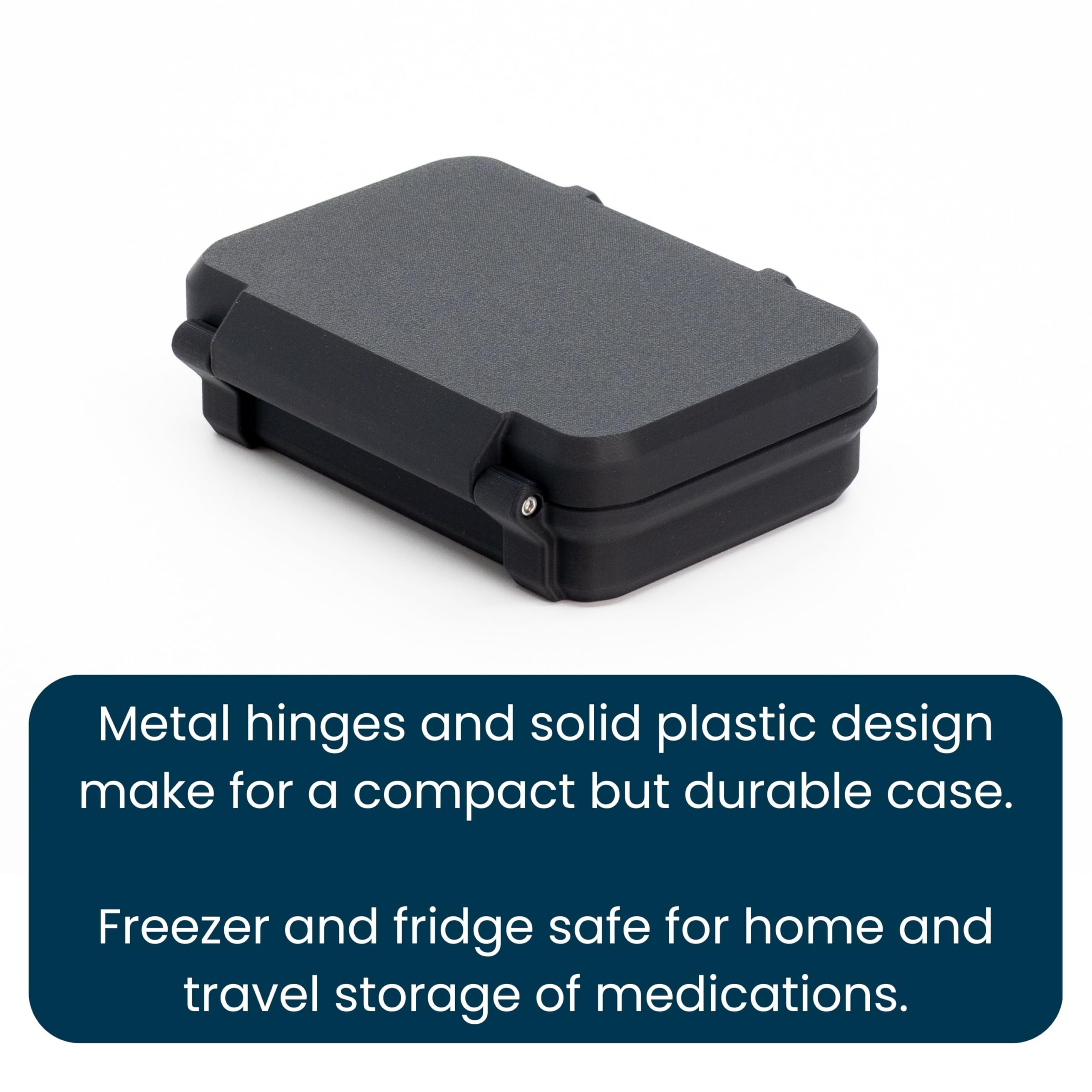 Fridge-safe Dual 3ml and 30ml vial case keeping contents stable during storage.