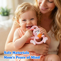 Carrot-detail teether adds sensory stimulation for babies