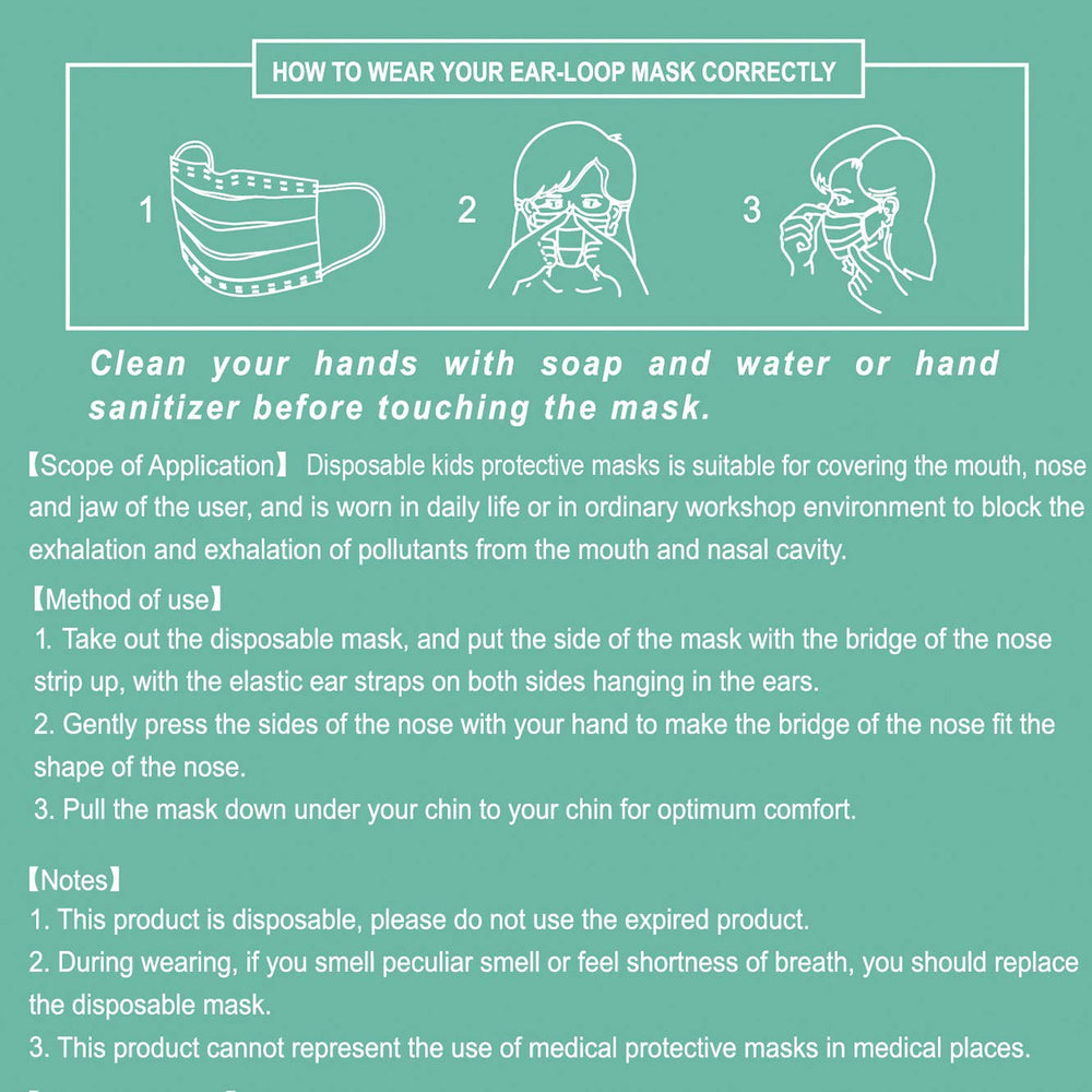 DUASTAR kids mask care and usage guidance.