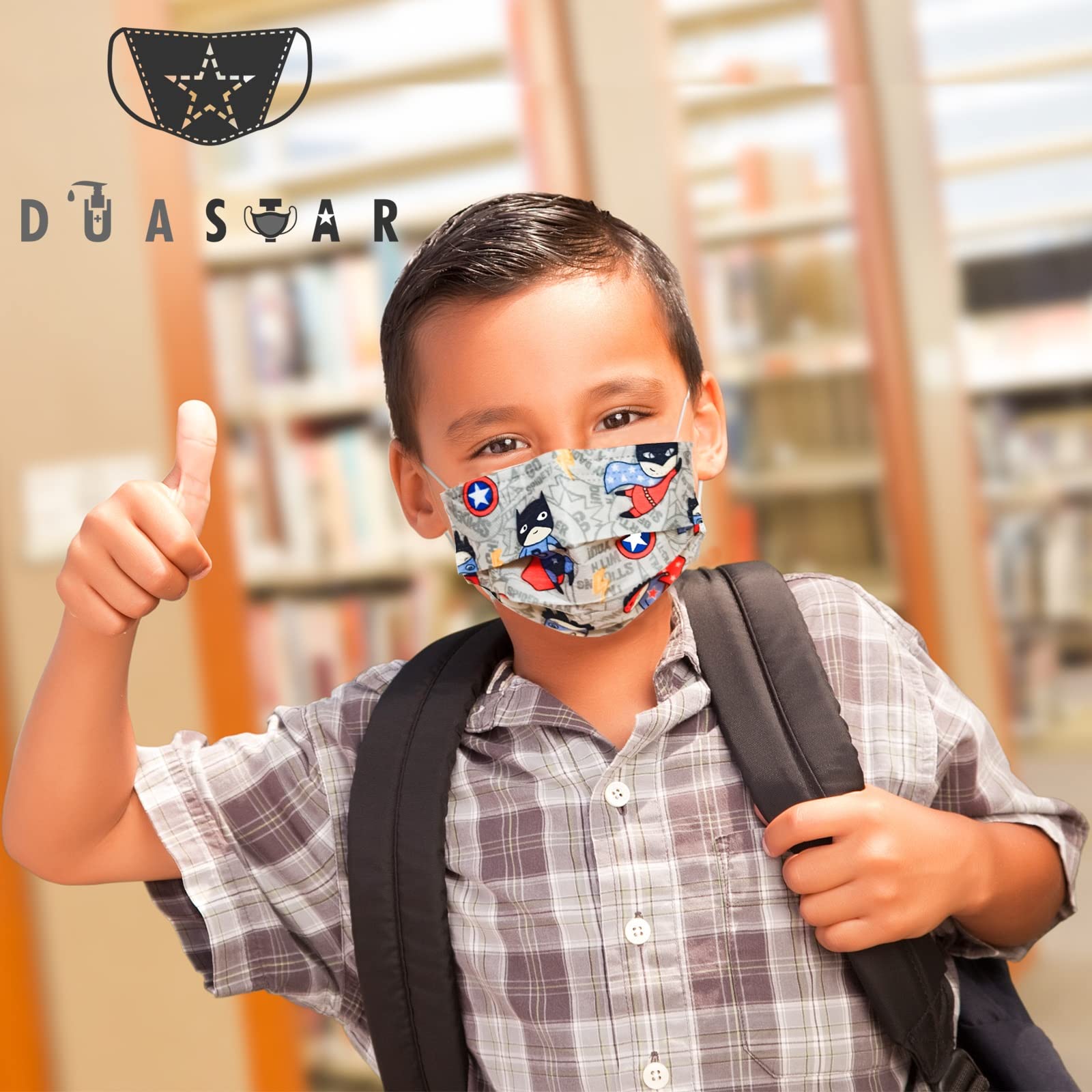DUASTAR 50-pack kids masks for family use.
