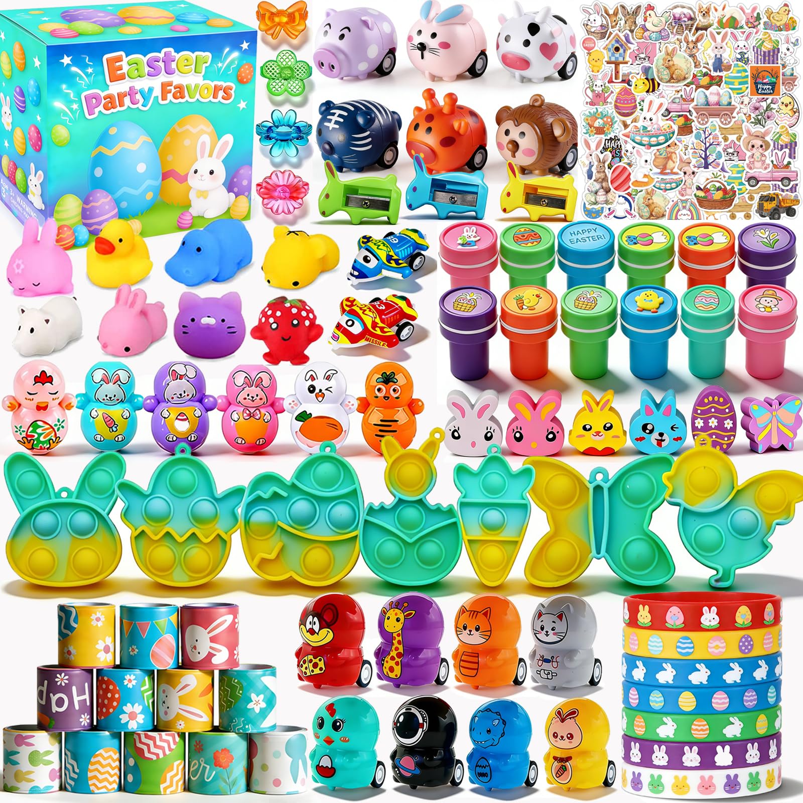 Duccsko Easter egg fillers set with colorful mini toys for egg hunts