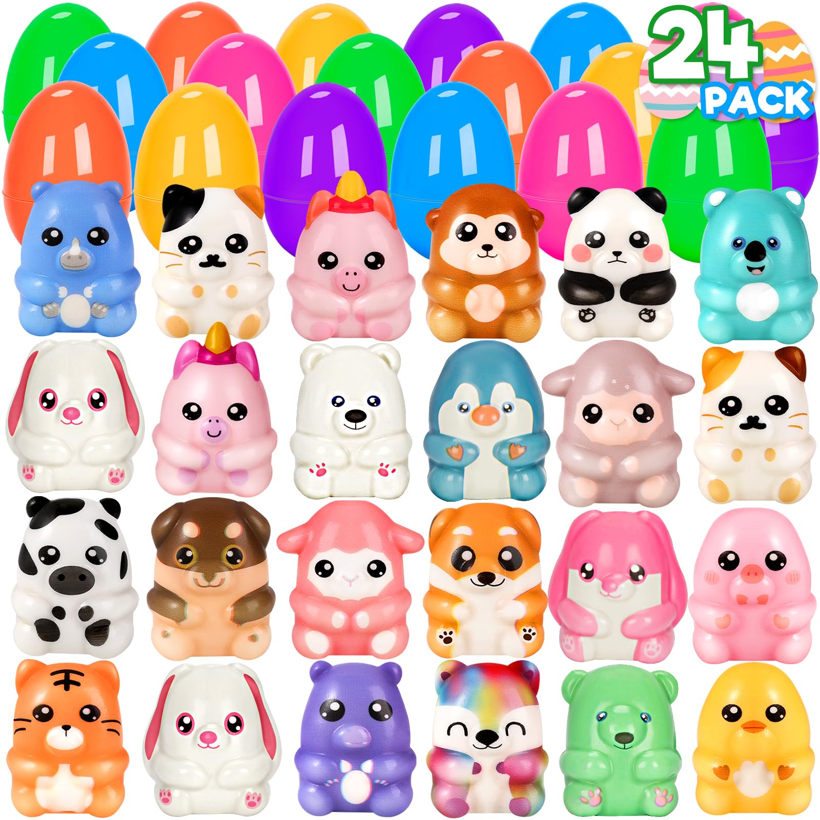 Duchong 24-pack Easter eggs with animal toys for exciting egg hunts