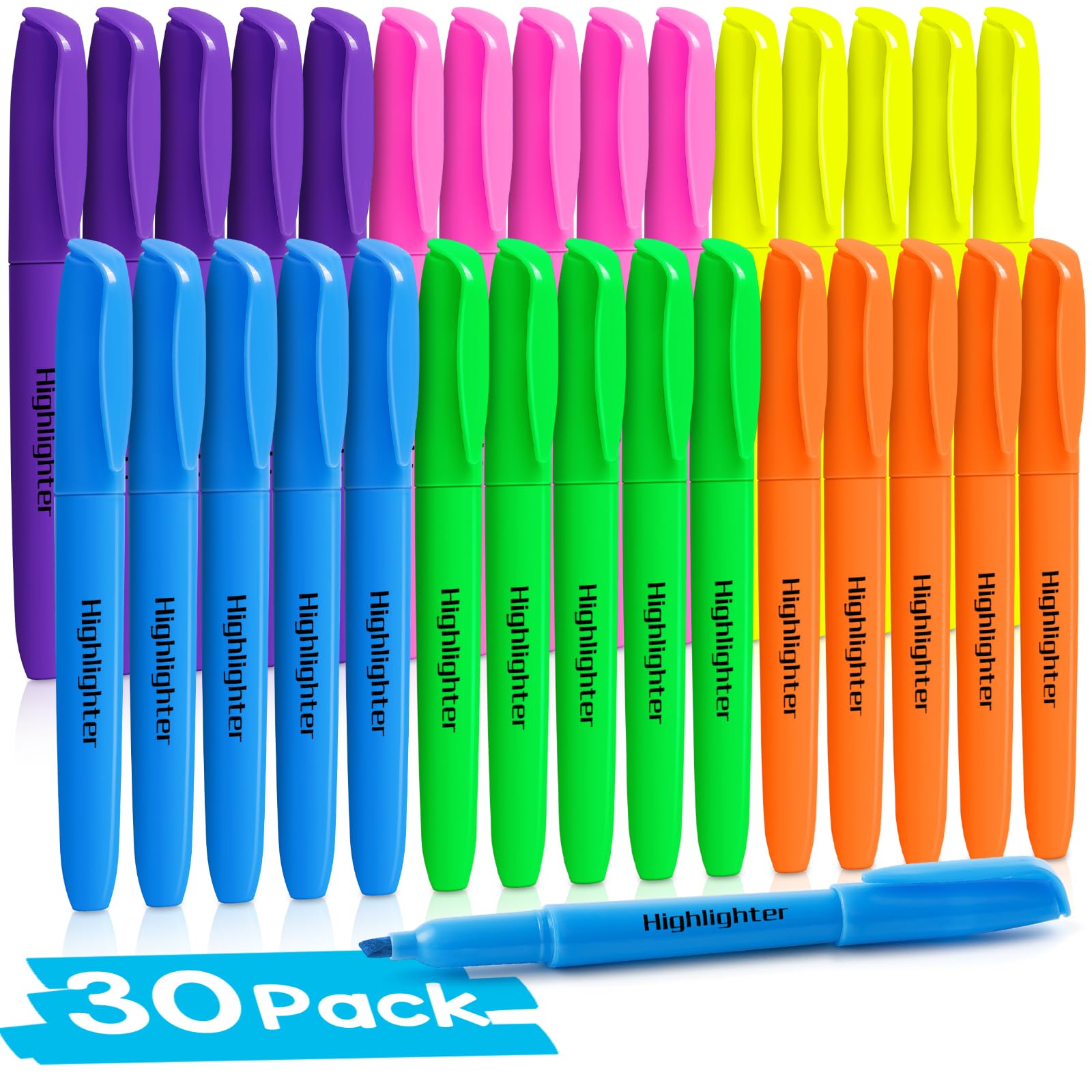 Duchong 30-count highlighters pack with vibrant colors for organized notes.