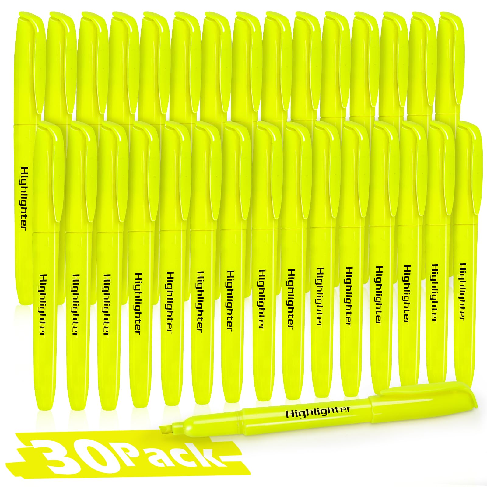 Duchong 30 yellow highlighters bulk pack for organized study notes