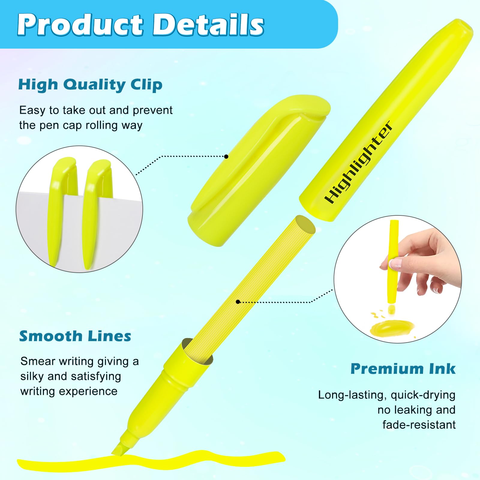 Duchong cap-closed highlighters ensure quick-drying ink and longer life
