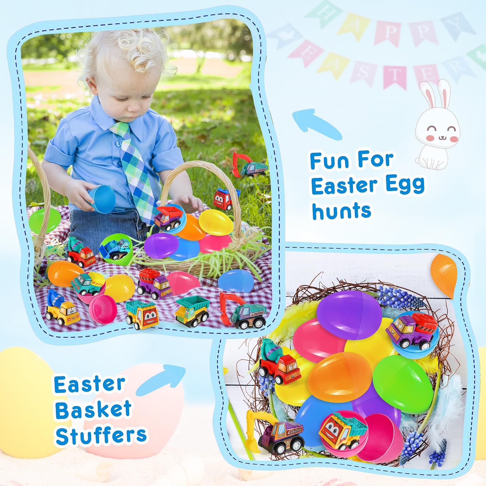 Duchong reusable eggs with vehicles for next-year celebrations.