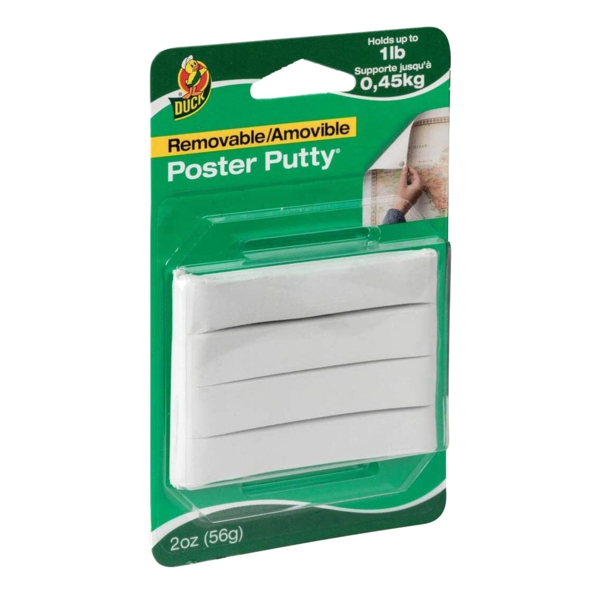 Duck Poster Putty being applied to a wall for mounting.