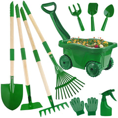 Duckura kids garden tools wheelbarrow ready for outdoor play and easy transport.