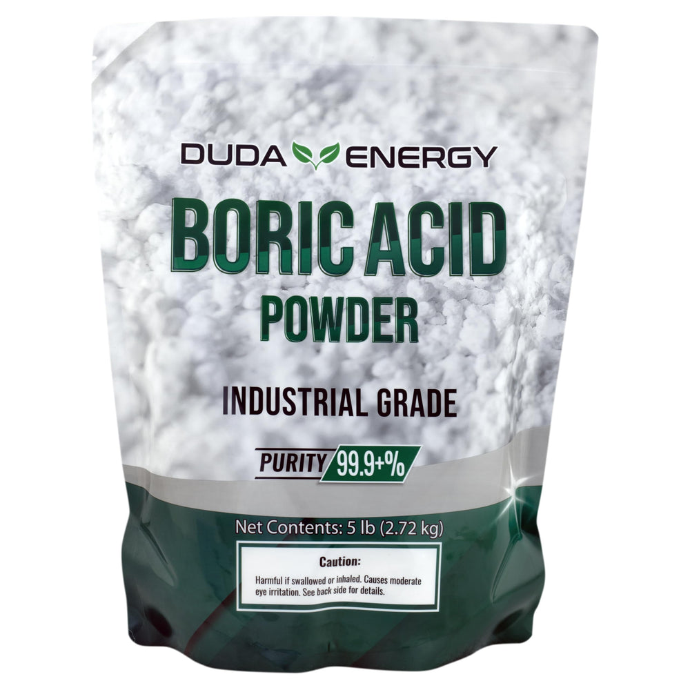 Duda Energy borp5f boric acid fine powder close-up texture for precise pH adjustment.