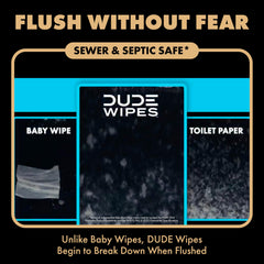 DUDE Morning Grind plant-fiber wipes ensure flushable use