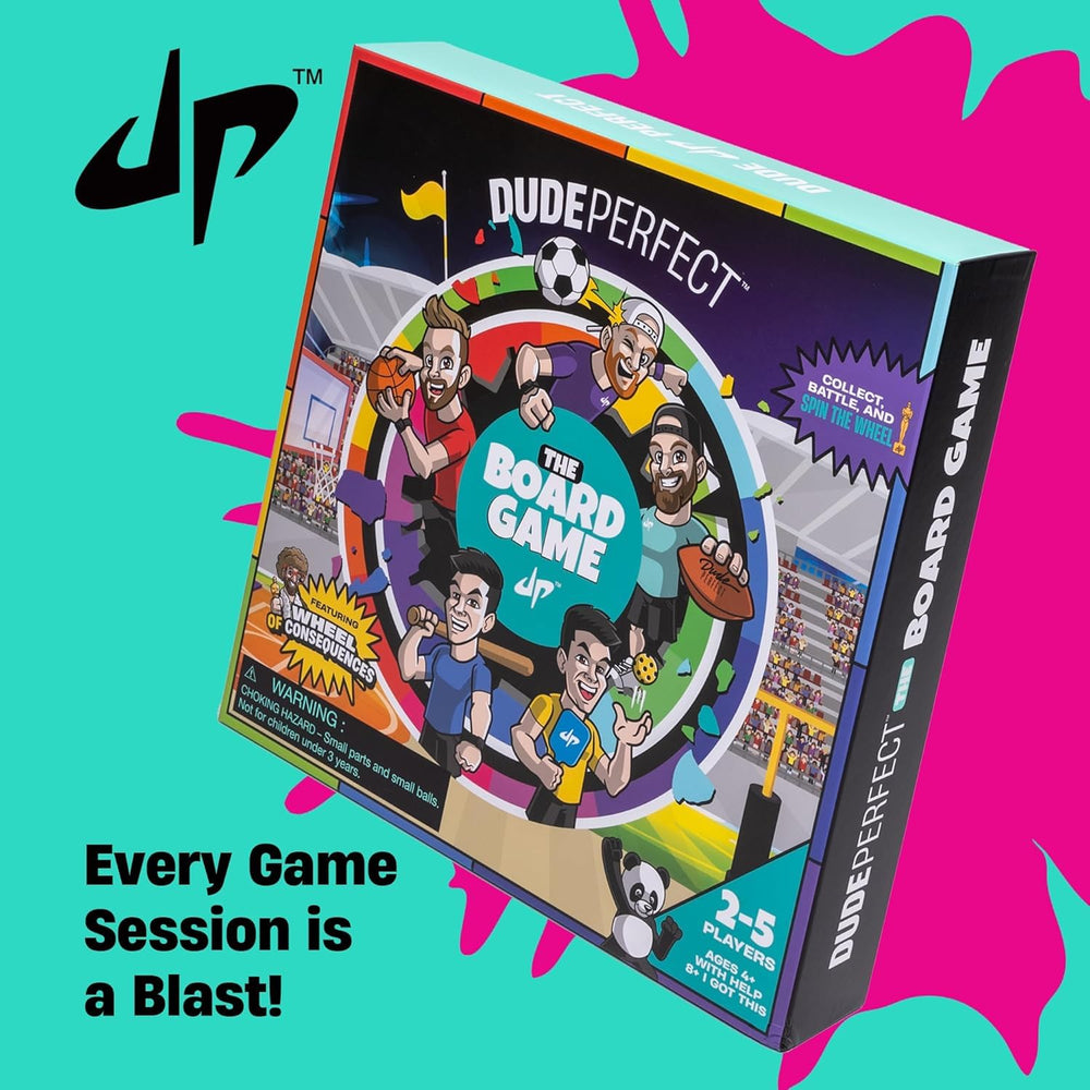 Dude Perfect board game setup showing interactive components for a family night