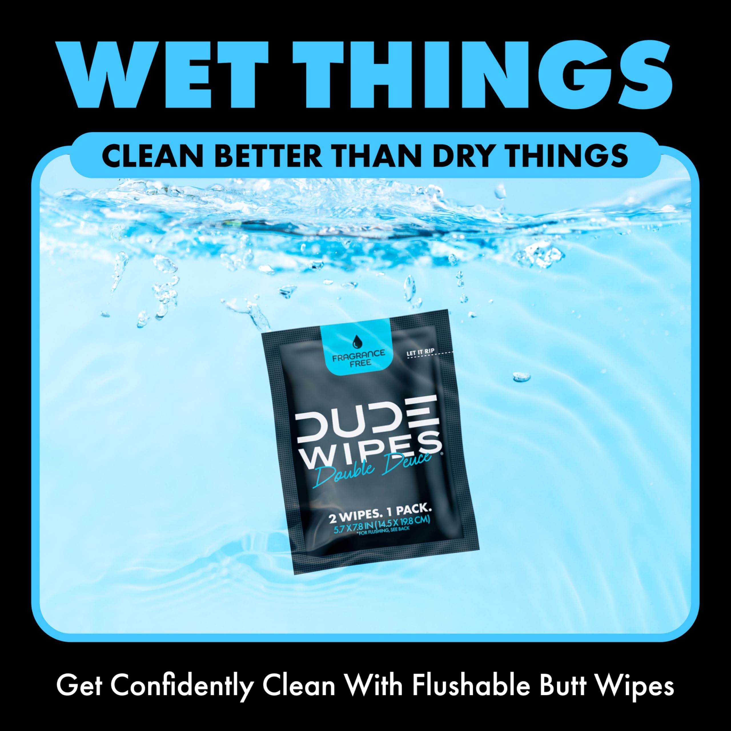 Dude Wipes Aloe Vera and Vitamin E infused wipe for sensitive skin.
