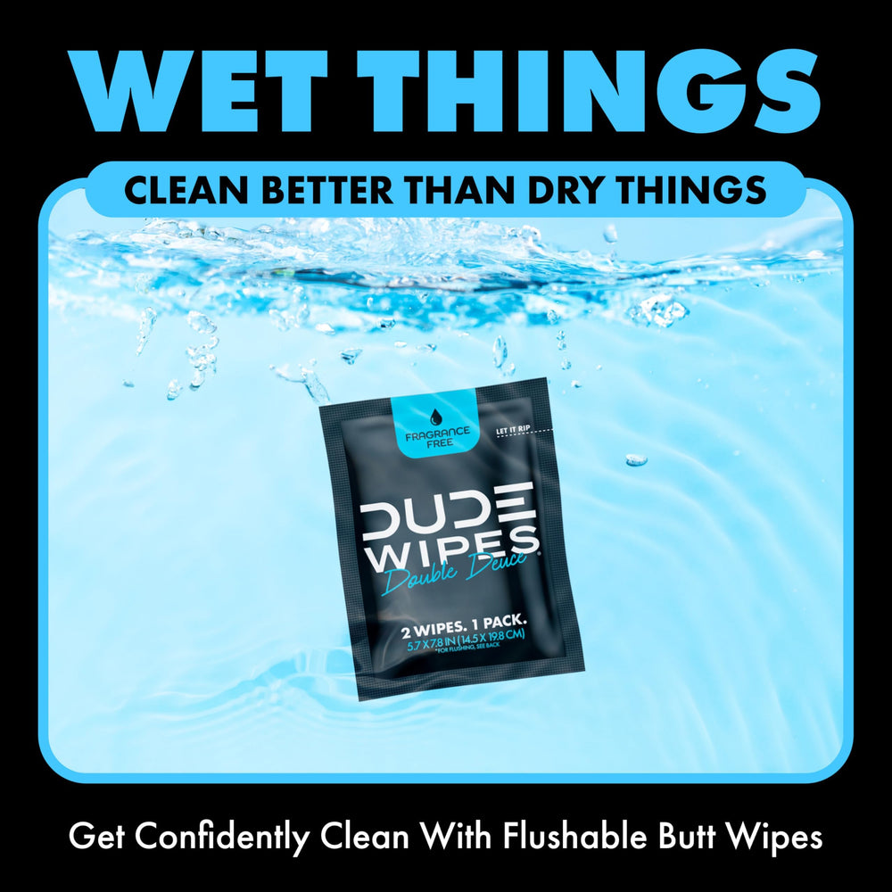 Dude Wipes Aloe Vera and Vitamin E infused wipe for sensitive skin.