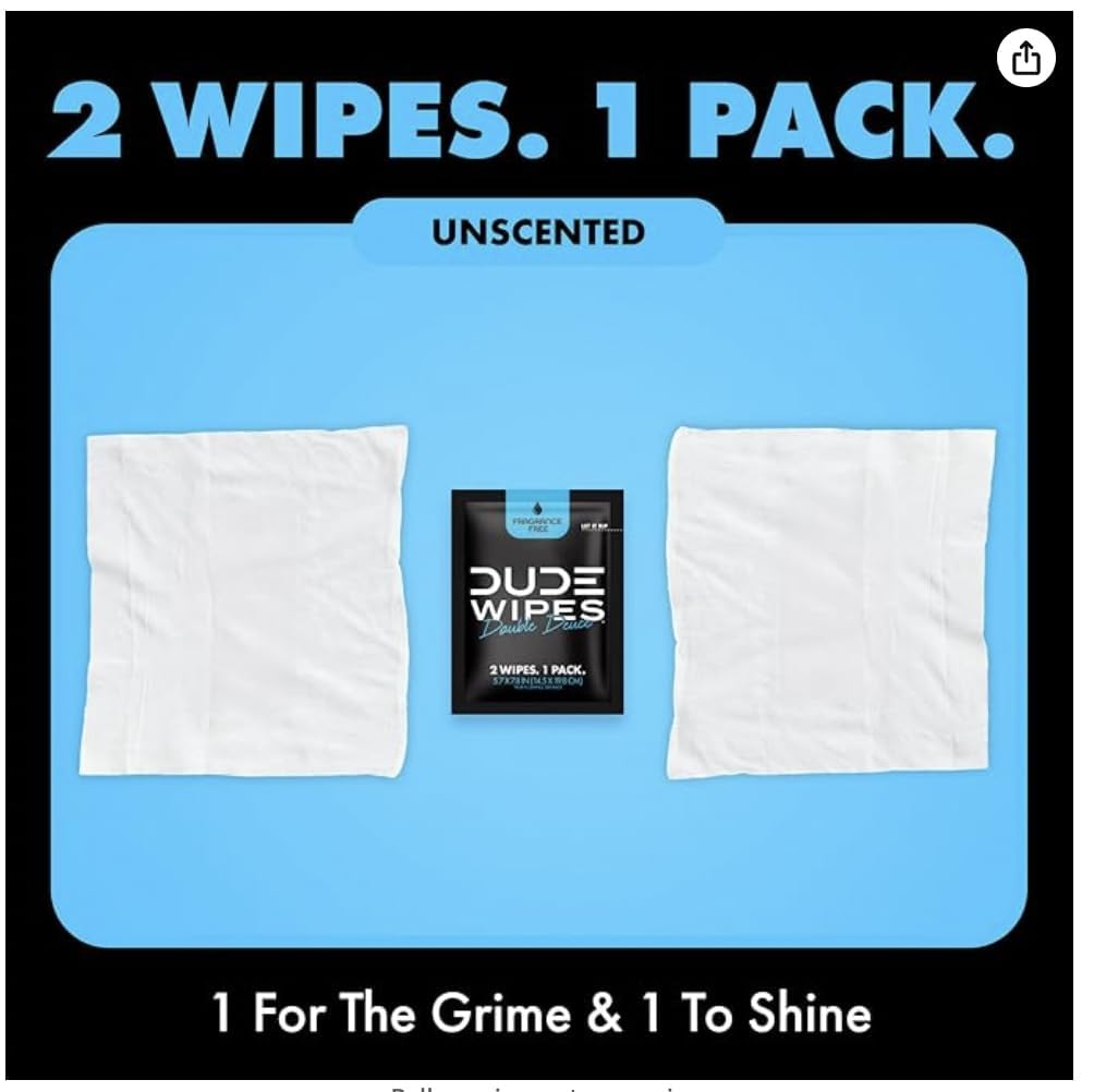 Dude Wipes travel pack tucked in a pocket for quick cleanups.