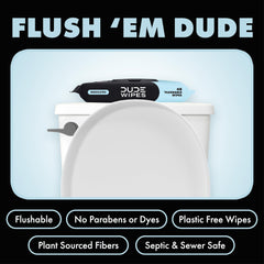 DUDE Wipes dispenser on desk showing ready-to-use convenience
