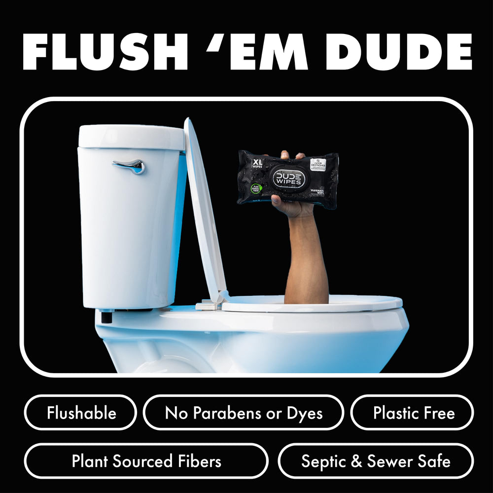 DUDE Wipes flushable wipes close-up pack showing material and texture