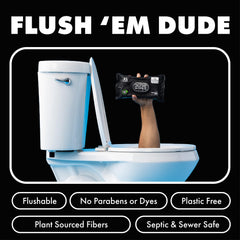 DUDE Wipes flushable wipes close-up pack showing material and texture