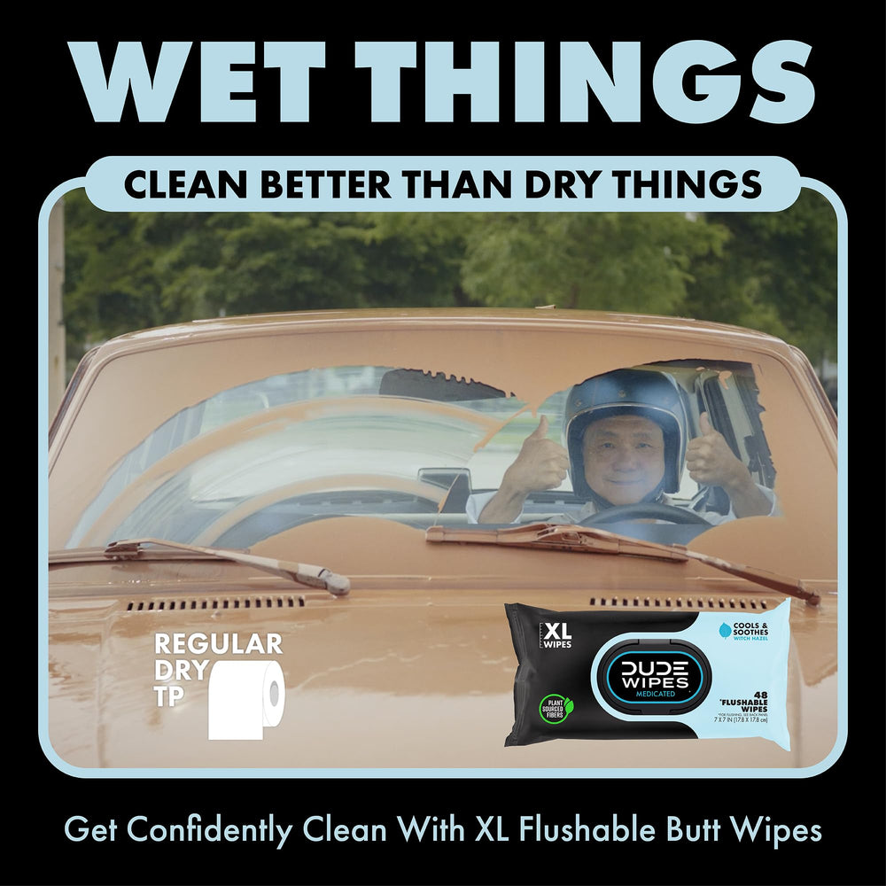 Dude Wipes plant-sourced fibers contribute to eco-friendly bathroom routine.