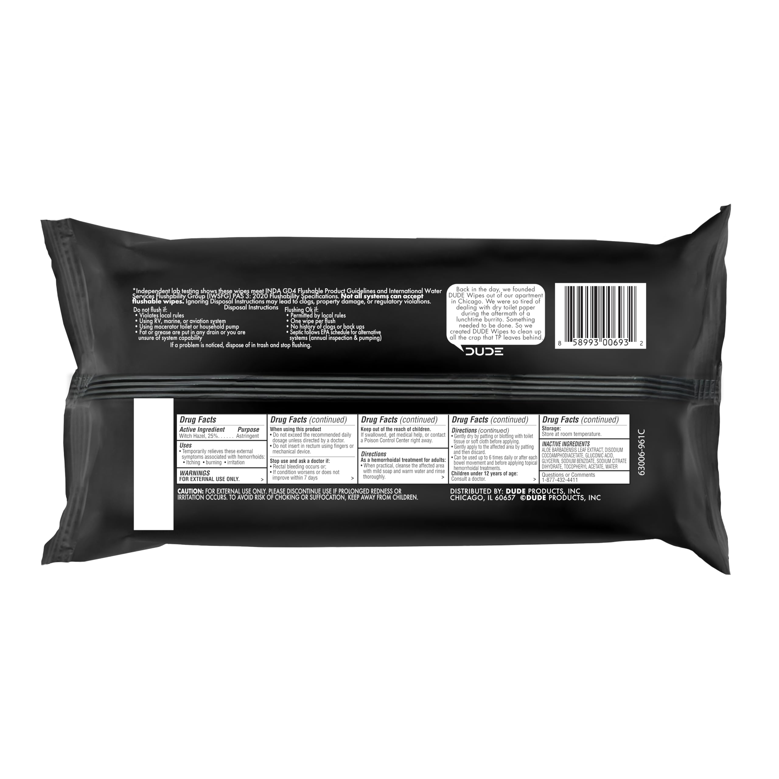 Dude Wipes plush wet wipes provide a refreshing cleanse.