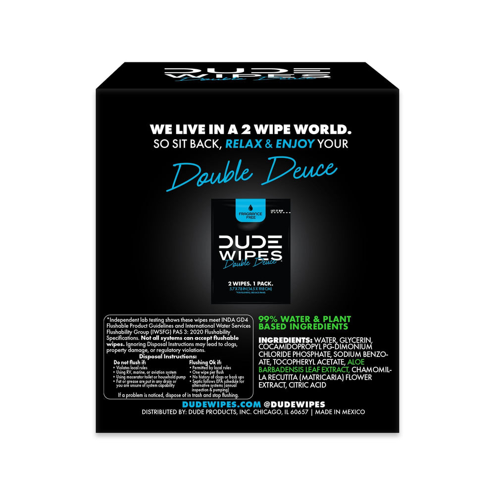 Dude Wipes septic-safe and flushable design information.