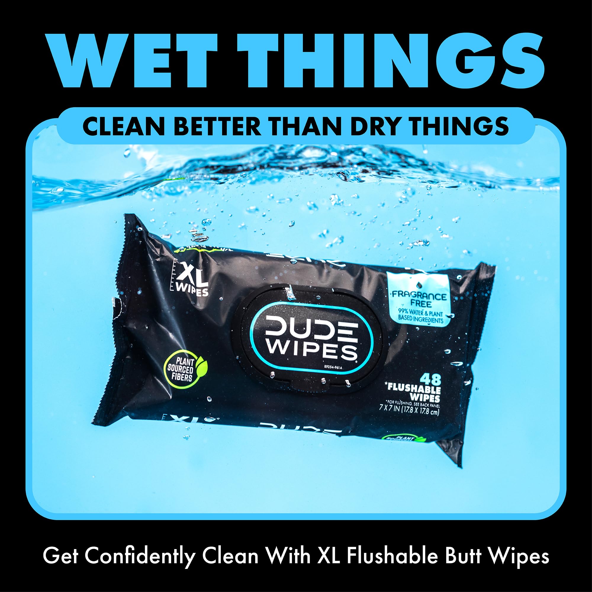 DUDE Wipes travel pack shown for on-the-go freshness.