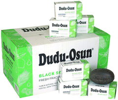 DuDu Osun African Black Soap front view promotes daily cleansing and skin balance.