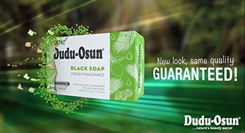 DuDu Osun African Black Soap wrapped bar, convenient for travel and sharing.