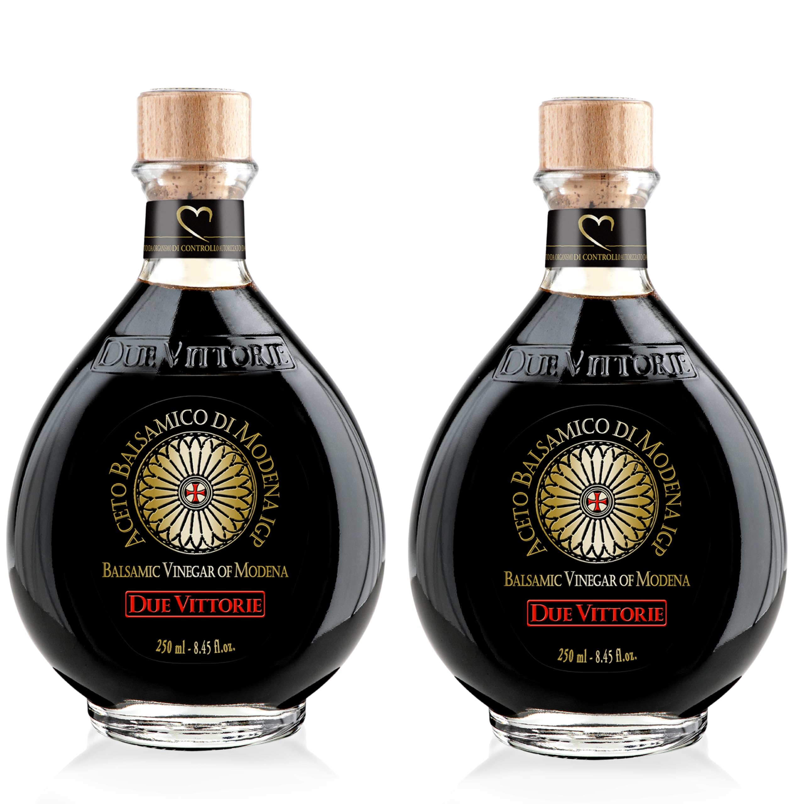Due Vittorie Oro Gold balsamic barrel-aged, smooth and complex for savory dishes.
