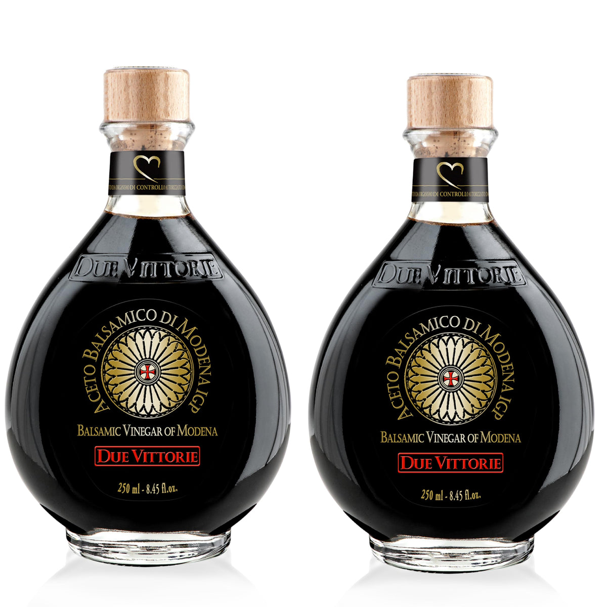 Due Vittorie Oro Gold balsamic barrel-aged, smooth and complex for savory dishes.