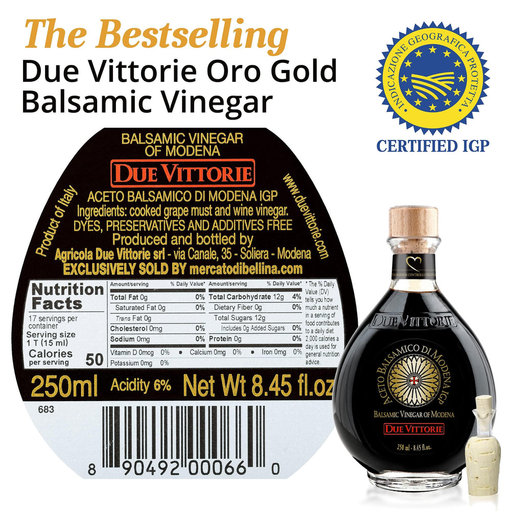 Drizzle of Due Vittorie Oro Gold Balsamic showing smooth acidity for finishing dishes.