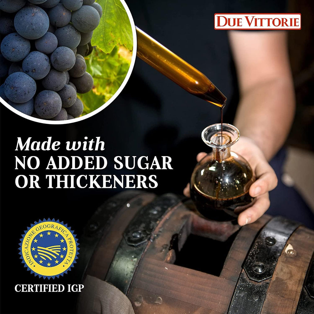 Ingredients label confirms PGI Balsamic Vinegar of Modena from Modena grapes.
