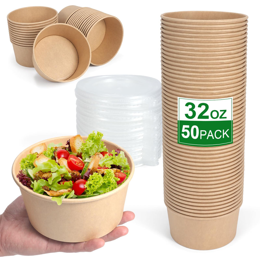 DUIBAOCHUN 50-piece salad bowls with lids, secure and spill-resistant for meal prep and takeout